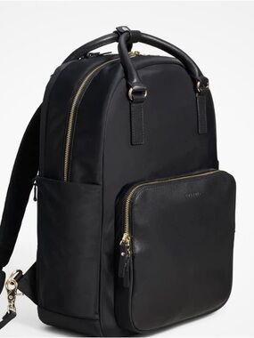 Lo & Sons Black Leather Travel Backpack